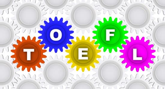 Abbreviation "TOEFL" written on colorful gears